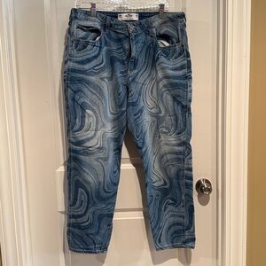 Hollister Blue Patterned Straight Leg Jeans